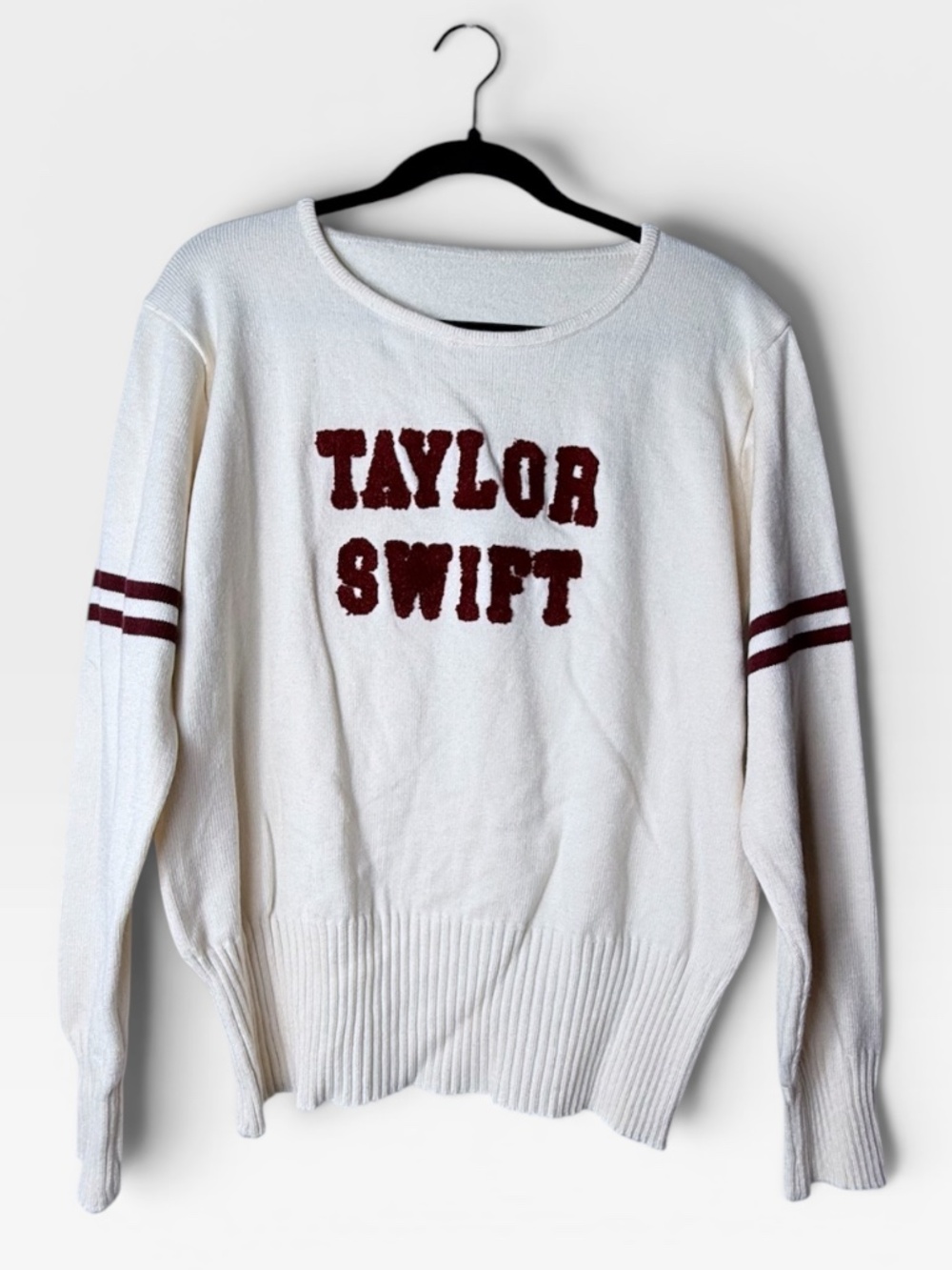Taylor Swift Red Era Varsity Knit Sweater Size Medium Crewneck Fall Winter (G)